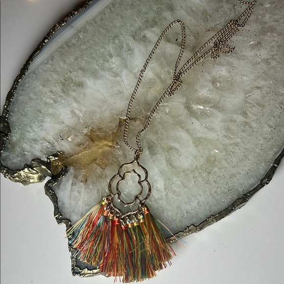 NWT Bohemian Gold Colorful Radiant Fan Necklace vacation-ready Beachy vibes - Picture 7 of 9